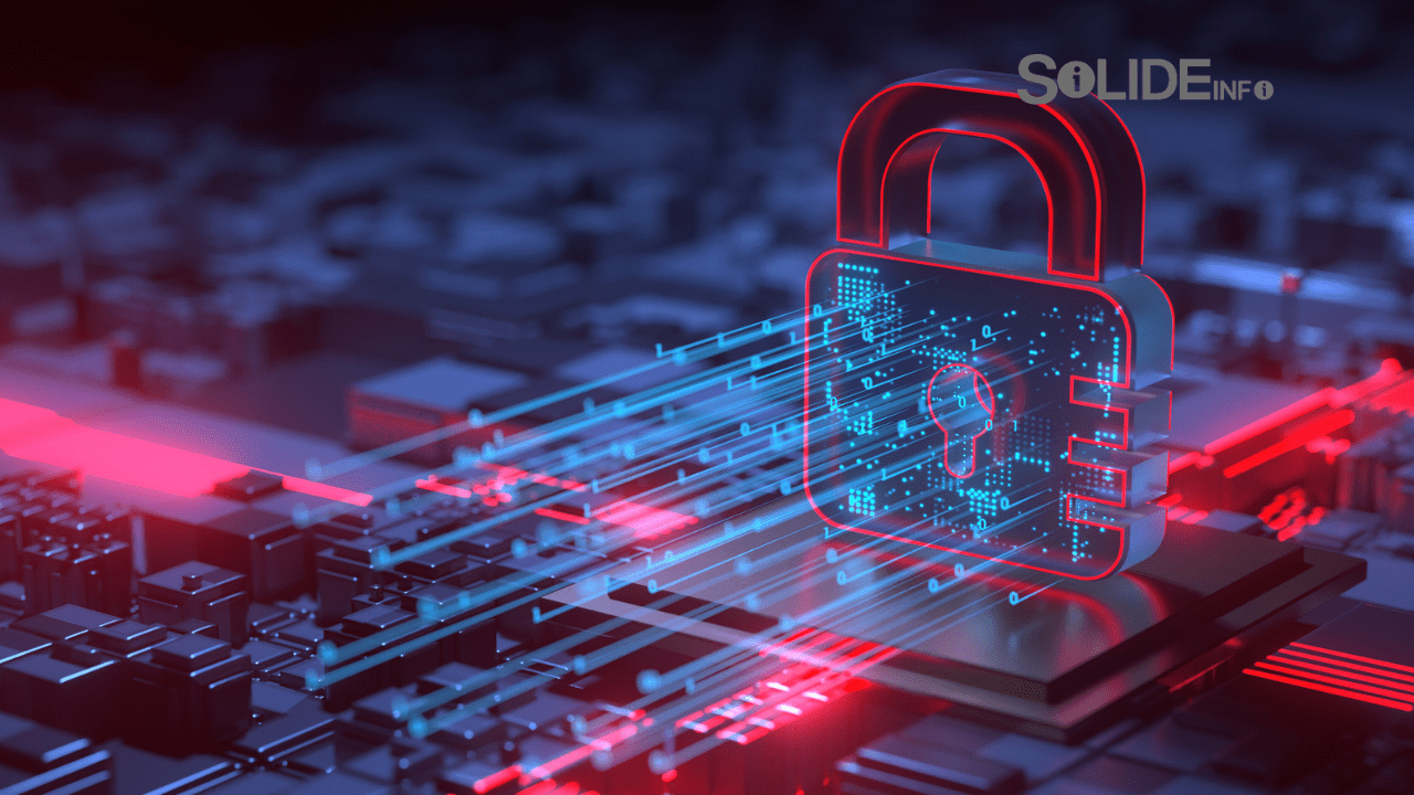 A menacing digital illustration of a computer with a lock icon, representing a cyberattack and the need for ransomware protection.